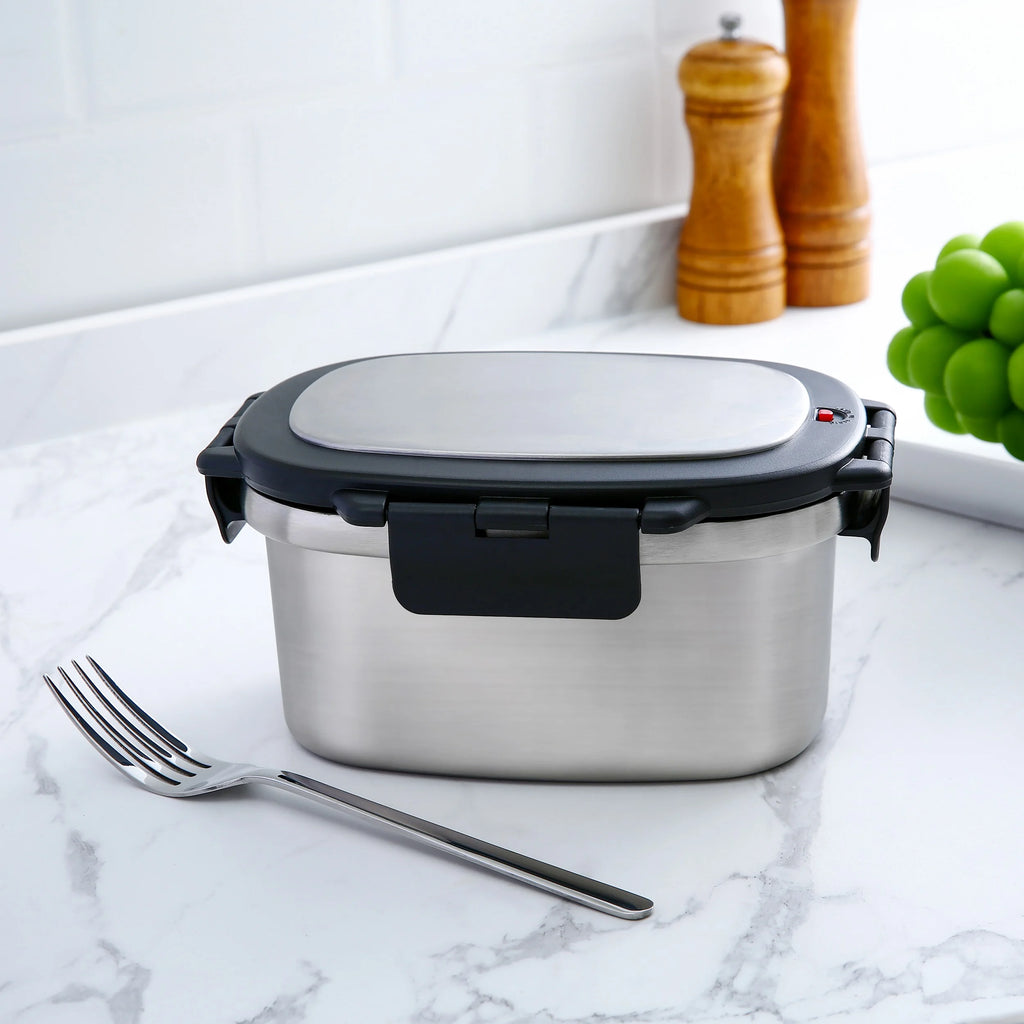 Food Container, Reusable Insulated Stainless Steel, Rectangular, 33 Oz, Ideal Use for Workday Meals and Travel to Keep Meals Hot or Cold