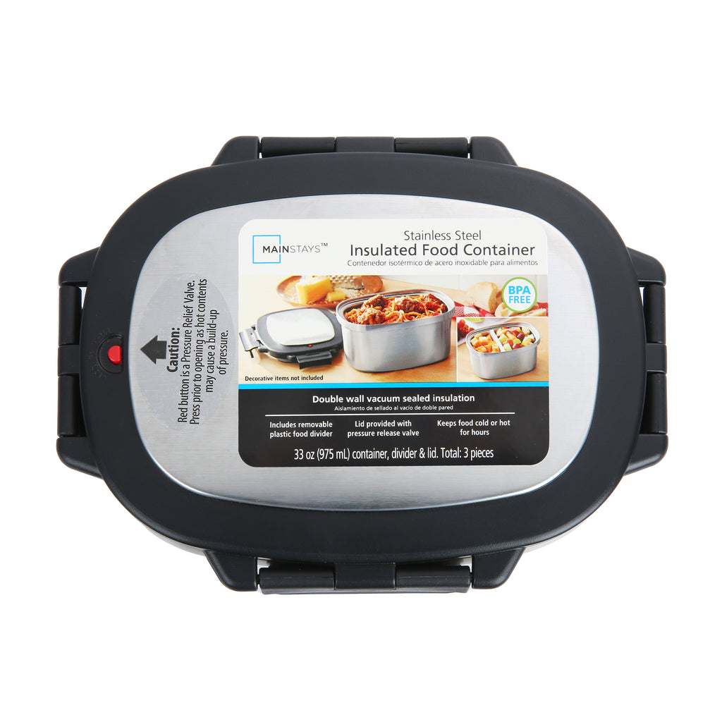 Food Container, Reusable Insulated Stainless Steel, Rectangular, 33 Oz, Ideal Use for Workday Meals and Travel to Keep Meals Hot or Cold